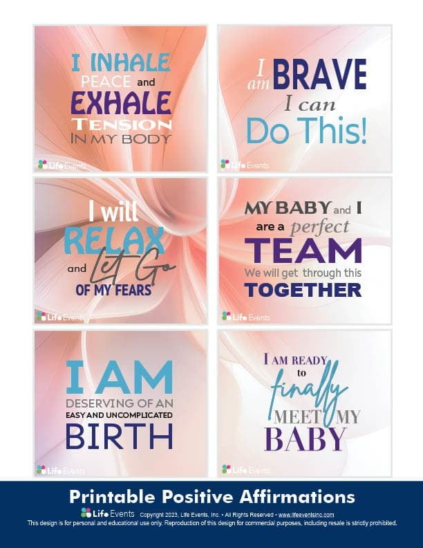 Printable Childbirth Affirmations by Life Events Inc.